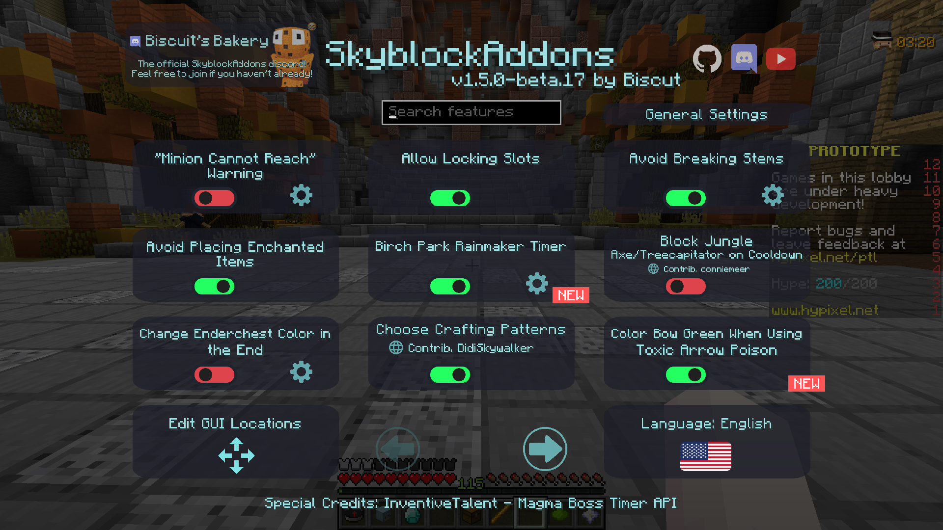 SkyblockAddons Menu