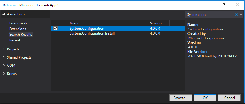 Add Reference To System Consiguration