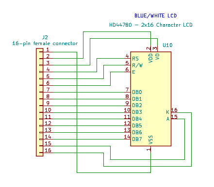 HD44780 LCD terminal connections