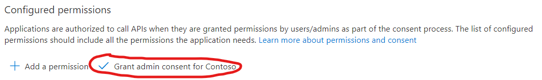 Admin consent button