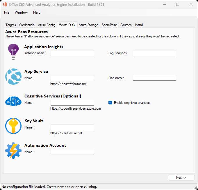 Azure PaaS tab